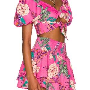 Agua Bendita Pink and Green Floral Set